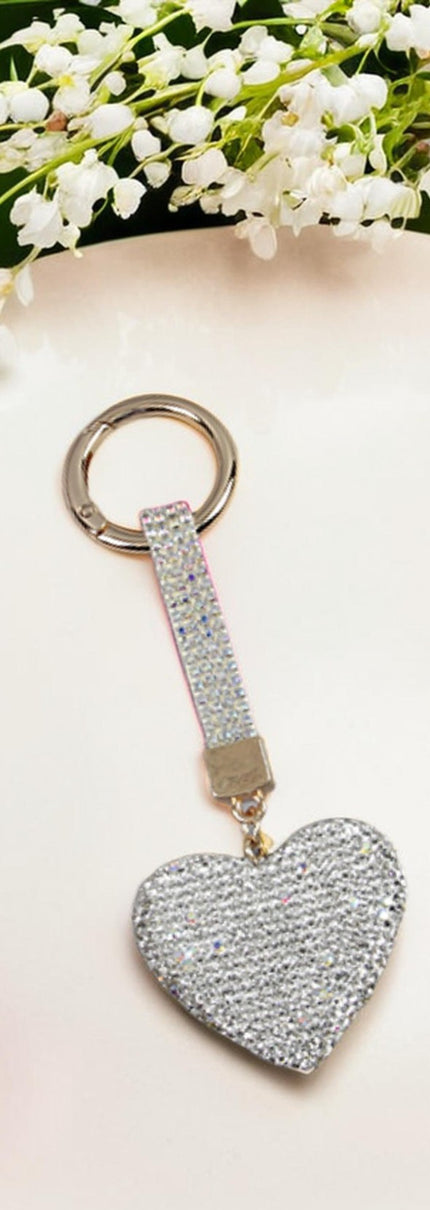 Bedazzled Heart Purse Charm or Key Ring