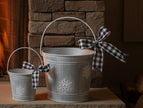Silver Metal Buckets with embossed snowflakes