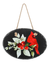 Oval Slate Cardinal Christmas Wall Hanging