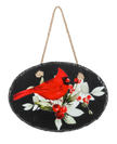 Oval Slate Cardinal Christmas Wall Hanging