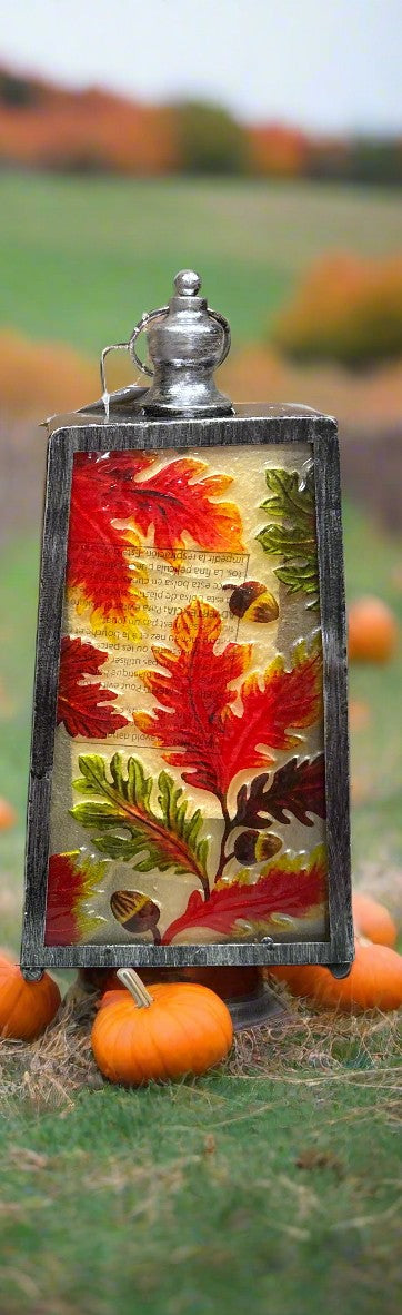 Harvest Glass and Metal LED Lantern, 15