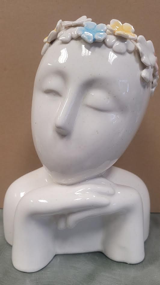 Head w/ Flowers Vases, Set of 2