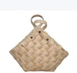 Wooden weaved handle basket