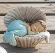 Sleeping Baby Mermaids in Shells Figurines