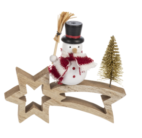 Santa & Snowman on Shooting Star Figurines