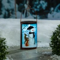 9.5 solar glass snowman lantern