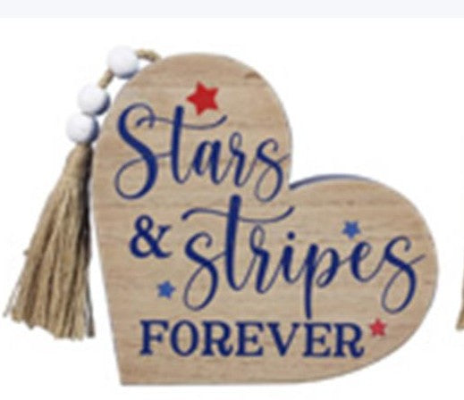Wooden 4th of July Heart Tabletop sign
