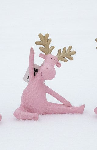 Pink Resin Yoga Deer Tabletop decor