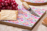 Petal Paradise Mango Wood Cheese Board with Knife Set