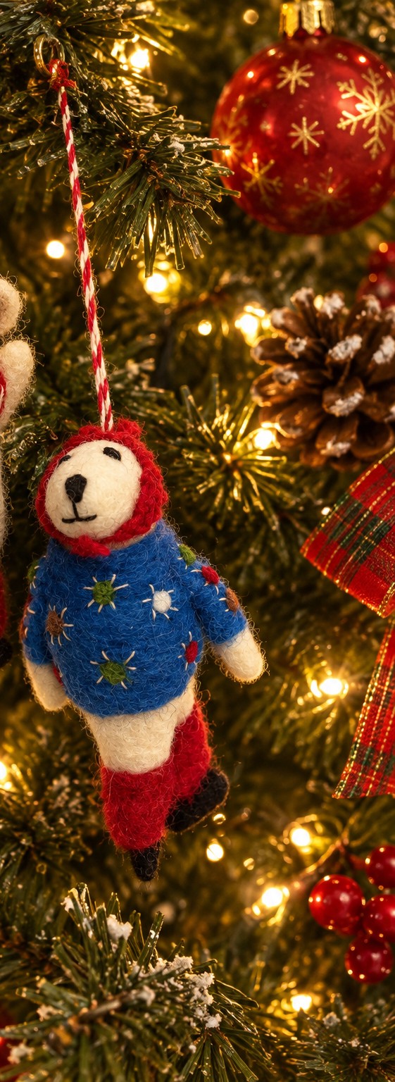 Wool Skating Polar Bear Ornaments