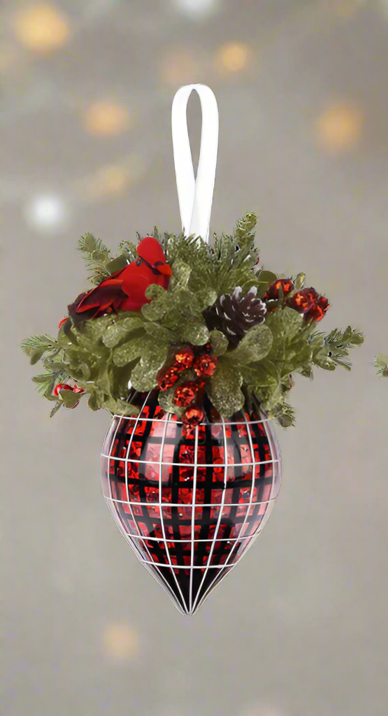 Mistletoe Plaid Glass Ornaments