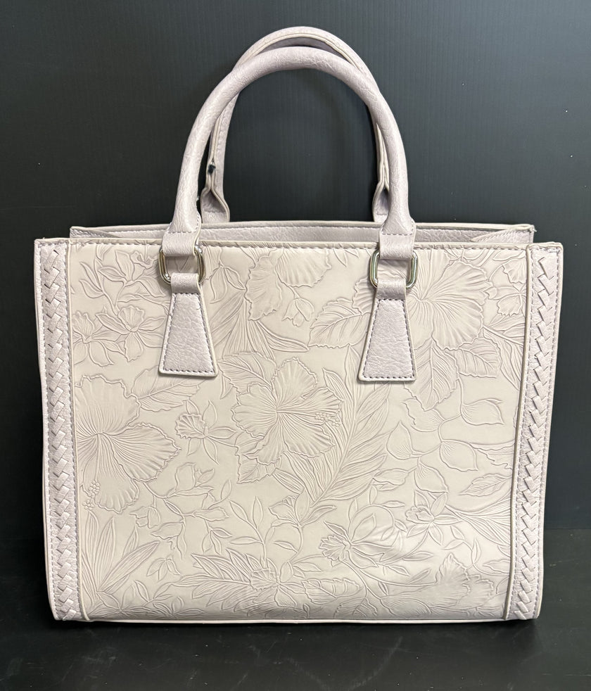 Vegan handbag with embossed floral design