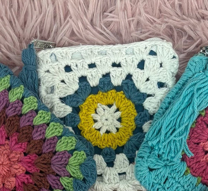 Crochet Flower Granny Square Coin Purse