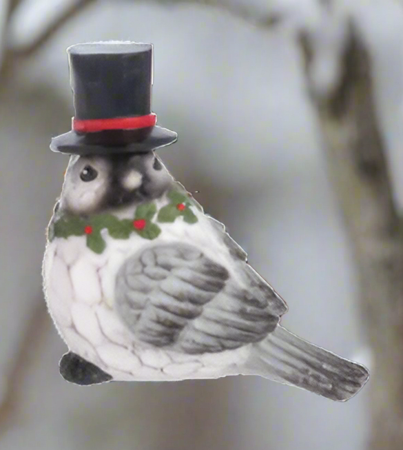 Nature's Noel Bird with Hat Figurines