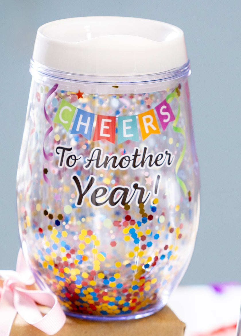 Birthday Double Wall Acrylic Tumbler with Glitter, 10oz