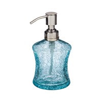 Crackle Glass Soap Pump, Blue