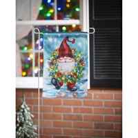 Gnome with a Christmas Wreath Lustre Garden  Flag