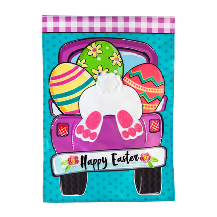Easter Truck/ Bunny Bottom Garden Applique Flag