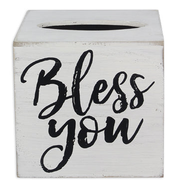 Wood Tissue Box Holder-"Bless You"