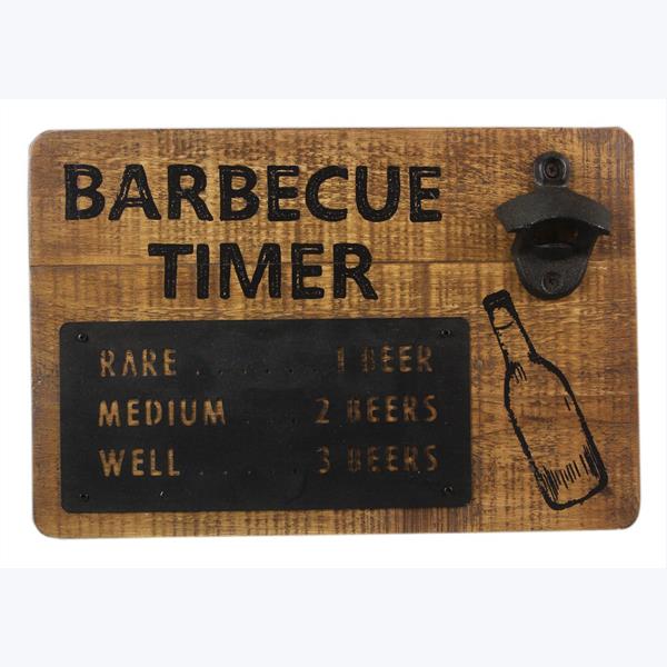 Wood BBQ Timer-Wall Bottle Opener Sign