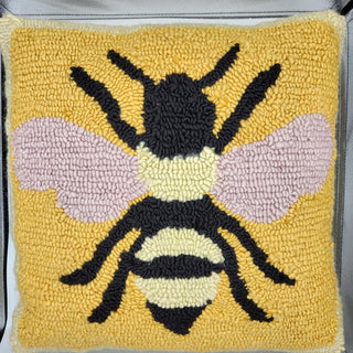 Hooked Bee Throw Pillow-by Plow and Hearth
