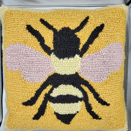 Hooked Bee Throw Pillow-by Plow and Hearth