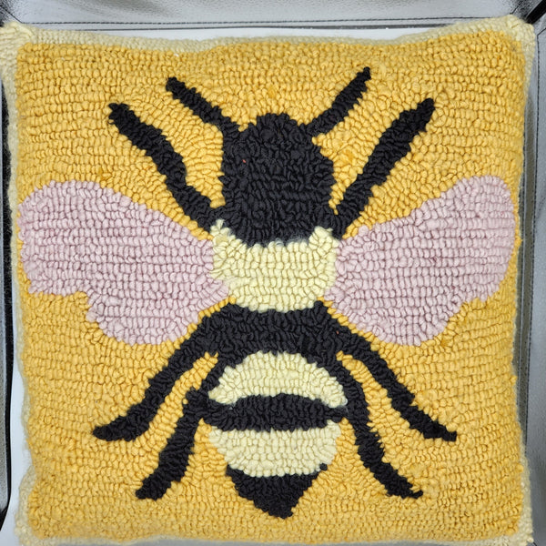 Hooked Bee Throw Pillow-by Plow and Hearth