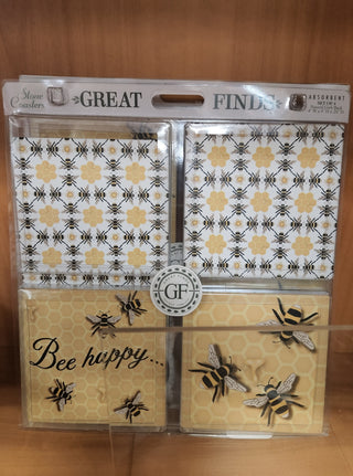 Honeybee Coasters Set of 4- 4" Square