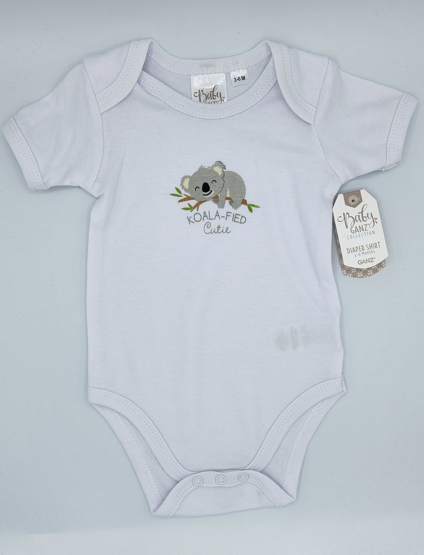 Ganz Short Sleeve 100% Cotton Snap Diaper Shirts 3-6 months