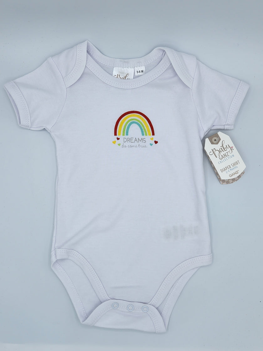 Ganz Short Sleeve 100% Cotton Snap Diaper Shirts 3-6 months