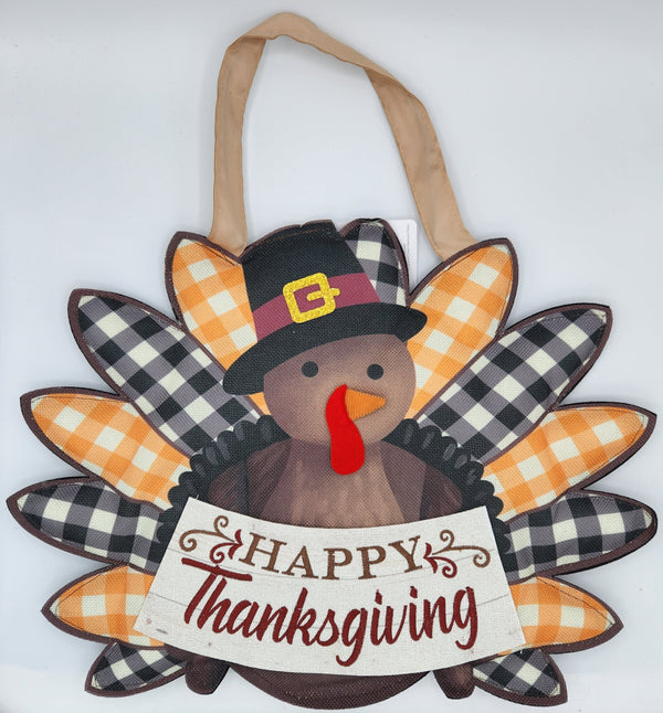 Pilgrim Turkey "Happy Thanksgiving" Door Decor