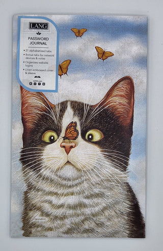 Cat with Butterfly on Nose Personal Password Journal