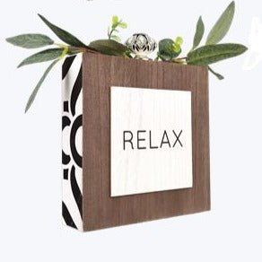 Inspirational Decor Block Sign with Ceramic Pull and Greenery