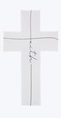 Wooden White Cross Table Decor with Script Sentiment
