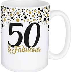 "50" Boxed Ceramic 15oz Mug