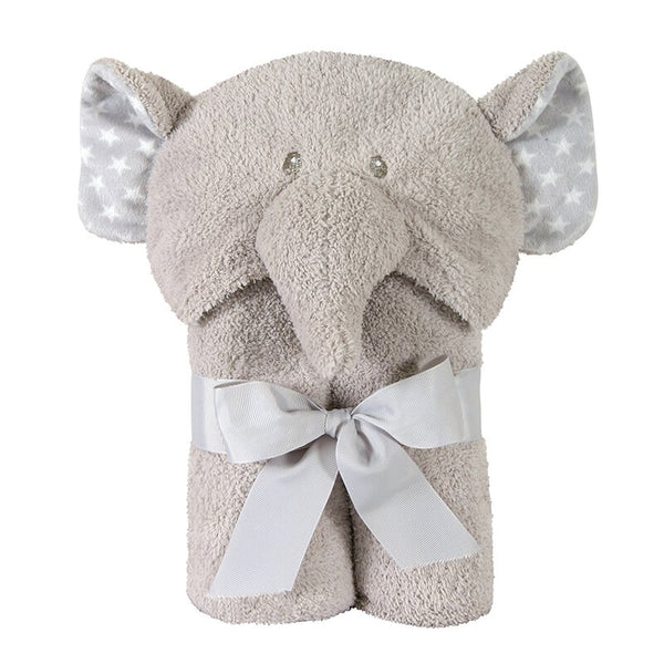 Terry Plush Hooded Bath Towel- 0-24 Months
