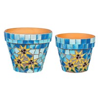 Sunfowers Mosaic Cachepots, Nested Set of 2