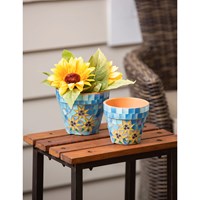 Sunfowers Mosaic Cachepots, Nested Set of 2