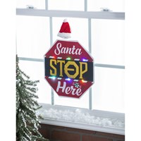 Classic Santa Stop Here LED Window Décor