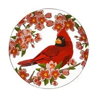 Cardinal 18" Decor and Embossed Glass Bird Bath