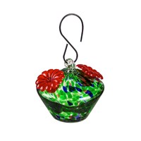 Glass Hummingbird Feeder with Speckle Paint Finish