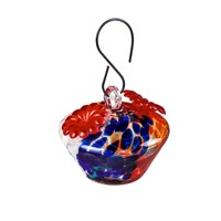 Glass Hummingbird Feeder with Speckle Paint Finish