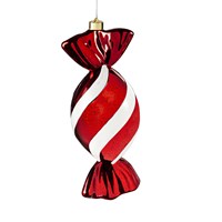Red and White Candy Shatterproof Battery Operated LED Ornament