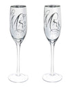 Mr. & Mrs. Champagne Flutes, 8 OZ., Silver Metalic, Set of 2