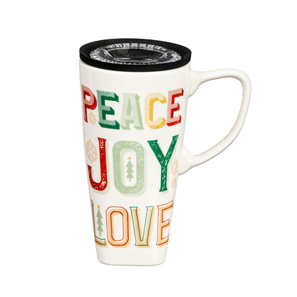 Peace, Love, Joy Ceramic FLOMO 360 Travel Cup, 17 oz. w/Box
