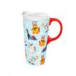 Meowy Christmas and Happy Howlidays Ceramic Travel Cup, 17 OZ. ,w/box,