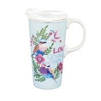 Ceramic Travel Cup, 17 OZ. ,w/box, Love Grows Here