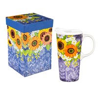 Sunflowers Ceramic Travel Cup, 17 OZ With matching Box