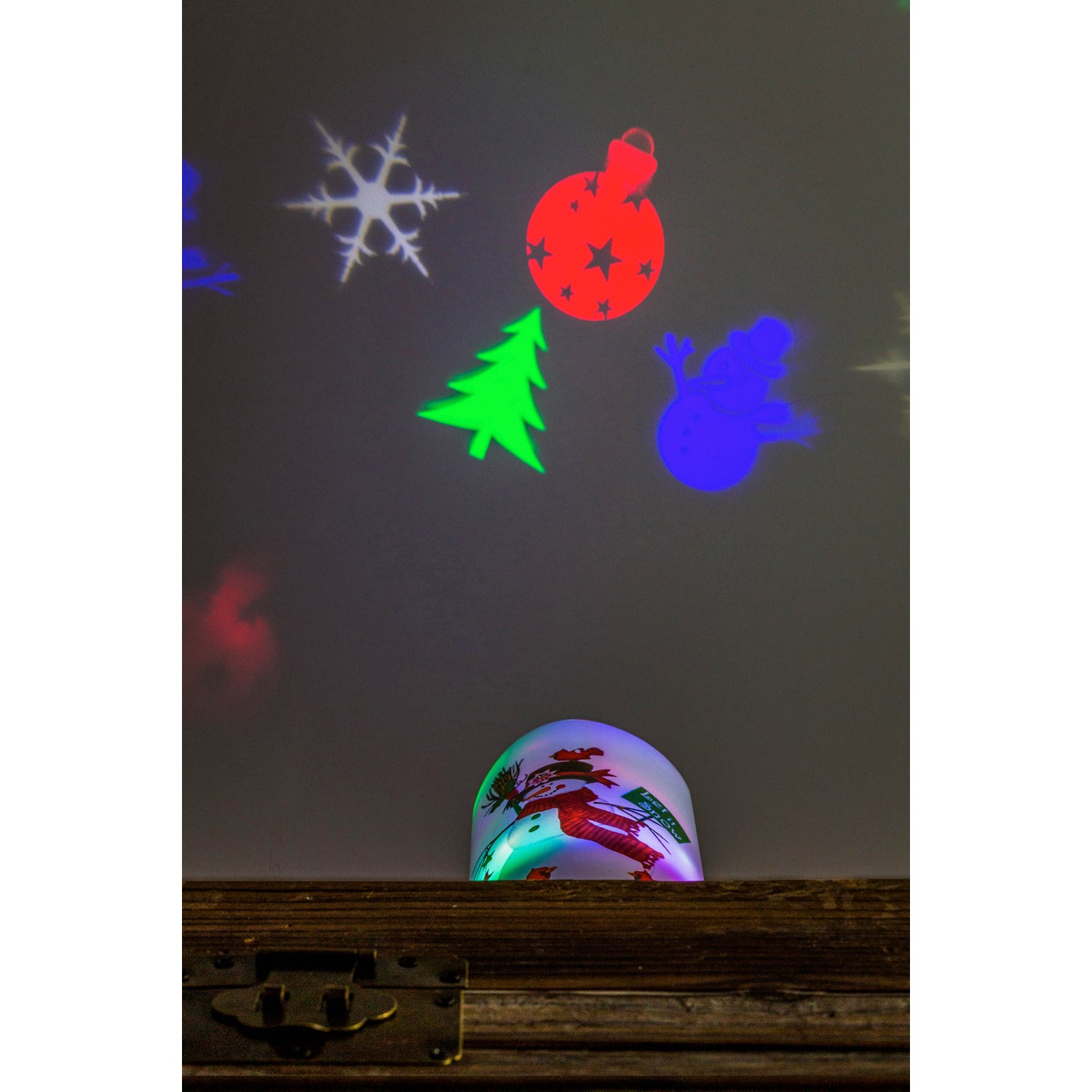 LED Snowman Pillar Table Decor with Projected Icons and USB Cord