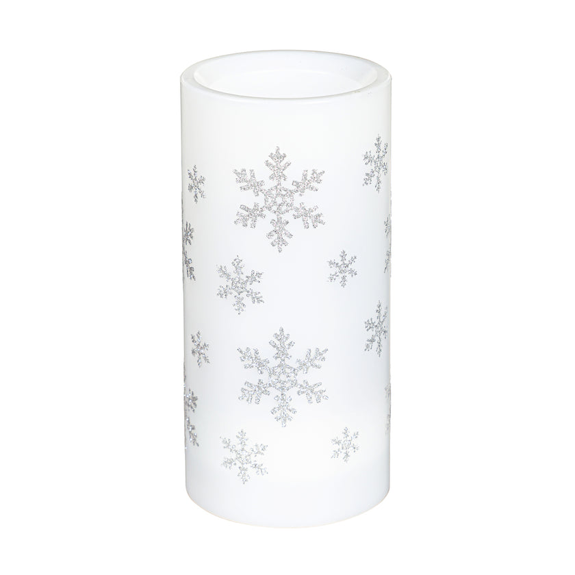 LED Snowflake Pillar Table Decor with Projected Icons